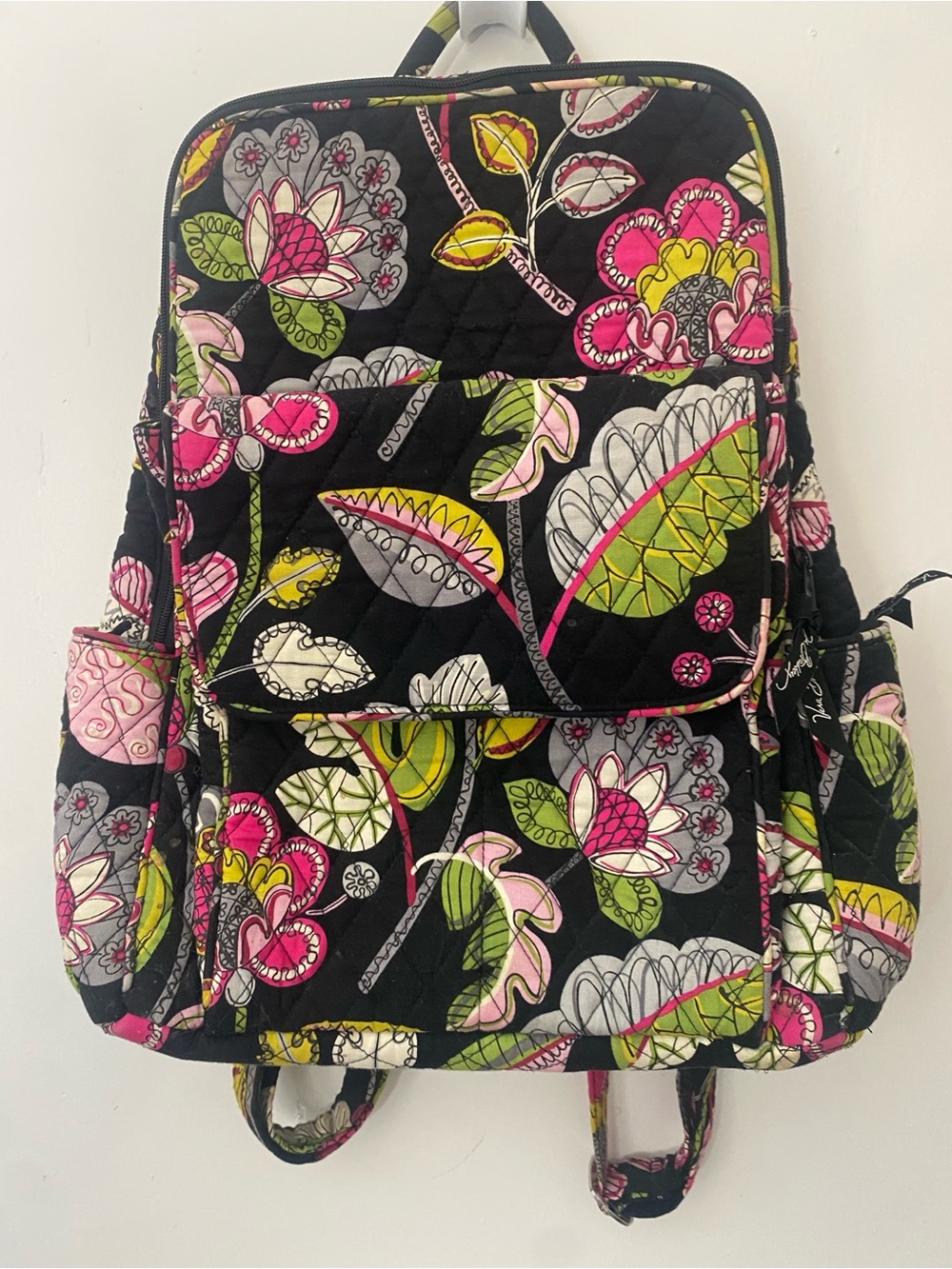 Vera Bradley Backpack Lightweight School Bag Floral Pattern Multi-Pocket